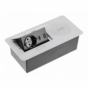Розетка врезная AVARO PLUS AE-PB1SAVAP-53 (Schuko), 2xUSB A+C, индукционная зарядка 5W, серый, с проводом 1,5 метра — купить оптом и в розницу в интернет магазине GTV-Meridian.